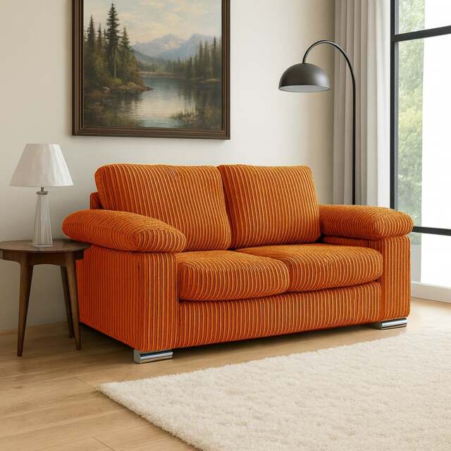 Rackhams Delta Full Jumbo Cord 2 Seater Sofa - Orange - image 1