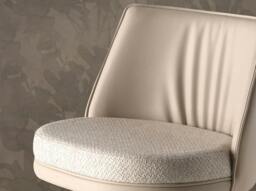 Rackhams Swivel Stool in Cream Marbled Fabric and Cream Leatherette 4234 - thumbnail 5