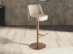 Rackhams Swivel Stool in Cream Marbled Fabric and Cream Leatherette 4234 - thumbnail 3