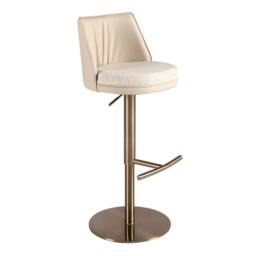 Rackhams Swivel Stool in Cream Marbled Fabric and Cream Leatherette 4234 - thumbnail 1