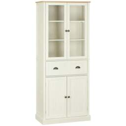 Rackhams Freestanding Kitchen Cupboard, 5-tier Storage Cabinet with Adjustable Shelves and Drawer for Living Room, Dining Room, Cream White - thumbnail 1