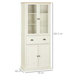 Rackhams Freestanding Kitchen Cupboard, 5-tier Storage Cabinet with Adjustable Shelves and Drawer for Living Room, Dining Room, Cream White - thumbnail 3