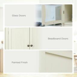Rackhams Freestanding Kitchen Cupboard, 5-tier Storage Cabinet with Adjustable Shelves and Drawer for Living Room, Dining Room, Cream White - thumbnail 5