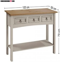 Rackhams Grey Solid Pine Sideboard – 3-Drawer Rustic Cabinet - thumbnail 4