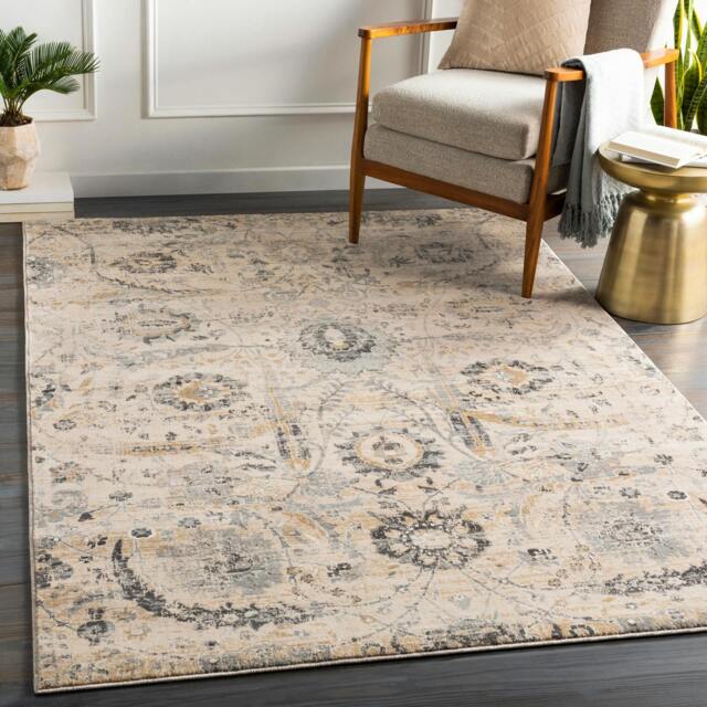 Rackhams Indigo-Vintage Beige Grey Black Traditional Floral Boho Rug - 200 x 275 cm - image 1