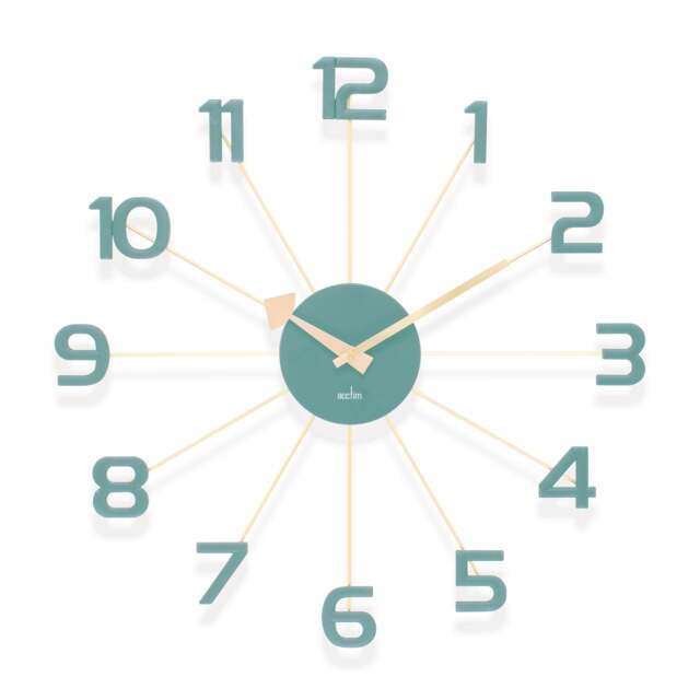 Rackhams Astraea Large Wall Clock Quartz Brass Effect Metal Spokes Large Numbers - Cloverfield and Brass - image 1