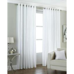 Rackhams Fiji Faux Silk Ringtop Curtains - White - 66x54 (168x137cm) - White - 100% Polyester - thumbnail 1