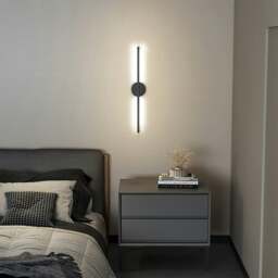 Rackhams 10W Black LED Wall Sconce Linear Wall Light Fixture - White - thumbnail 1