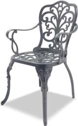 Rackhams BANGUI Grey Luxurious Garden and Patio Table and 4 Large Chairs with Armrests Cast Aluminium Bistro Set - thumbnail 5