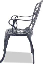 Rackhams BANGUI Grey Luxurious Garden and Patio Table and 4 Large Chairs with Armrests Cast Aluminium Bistro Set - thumbnail 4