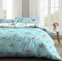 Rackhams Birds Floral Printed Cotton Blend Duvet Cover and Pillowcase Set - Navy - Single - thumbnail 4