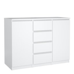 Rackhams Naia Sideboard - 4 Drawers 2 Doors in White High Gloss - White - 120.8 - 1
