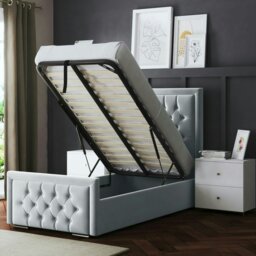 Rackhams Allegra Ottoman Bed with Upholstered Headboard - Silver - Small Double / 4ft - thumbnail 5