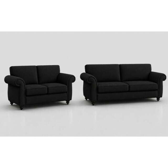 Rackhams Mayfair 3+2 Full Back Sofa Set - Black - image 1
