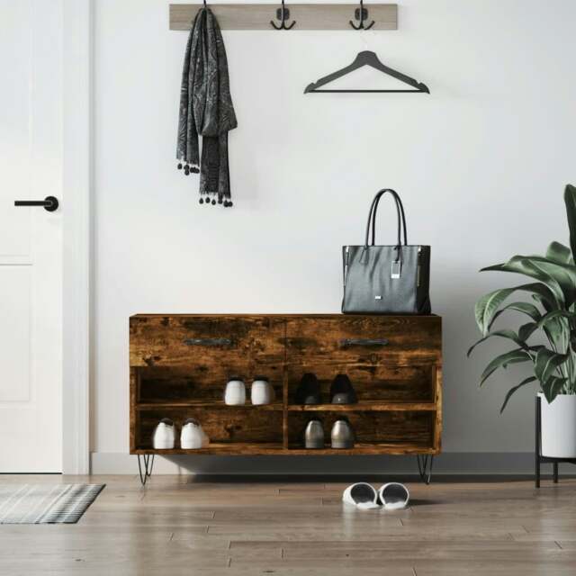 Rackhams Shoe Bench Smoked Oak 102x35x55 cm Engineered Wood