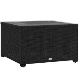 Rackhams Outdoor Coffee Table with Glass Top, Rattan Side Table, Dark Grey - thumbnail 2