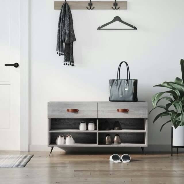 Rackhams Shoe Bench Grey Sonoma 102x35x55 cm Engineered Wood - image 1