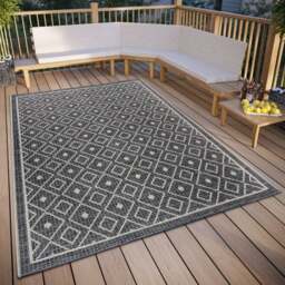 Rackhams Indoor & Outdoor Tribal Scandy Rug – Grey - 76X150 cm - thumbnail 5
