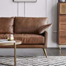 Rackhams Luna Three Seaters Sofa, Three Seater Corner Sofa, Real Leather - Dark Brown - Armchair - thumbnail 6