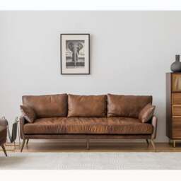 Rackhams Luna Three Seaters Sofa, Three Seater Corner Sofa, Real Leather - Dark Brown - Armchair - thumbnail 3