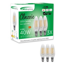 Rackhams E14 LED Filament Candle 4.5W Energy Saving Light Bulbs - Pack of 6 - thumbnail 2