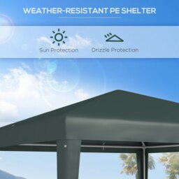 Rackhams Garden Gazebo Marquee Party Tent Wedding Canopy Patio Green 2.7 x 2.7m - thumbnail 3