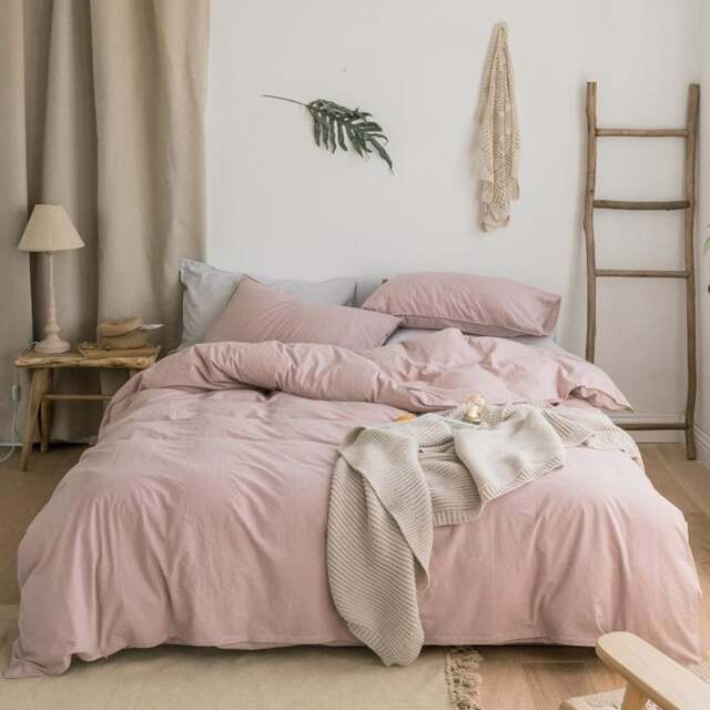 Rackhams ST214 Linen Duvet Cover + Bed Sheet + 2 Pillowcases, King - Yellow - Double - image 1