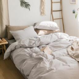 Rackhams ST214 Linen Duvet Cover + Bed Sheet + 2 Pillowcases, King - Yellow - Double - thumbnail 5