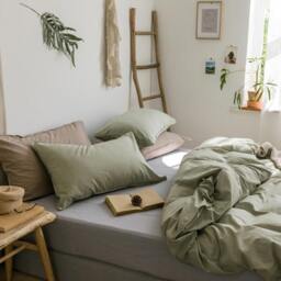 Rackhams ST214 Linen Duvet Cover + Bed Sheet + 2 Pillowcases, King - Yellow - Double - thumbnail 6