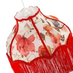 Rackhams Chic Red Robin Themed Vintage Victorian Style Cotton Fabric Lamp Shade - thumbnail 3