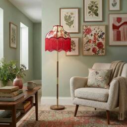 Rackhams Chic Red Robin Themed Vintage Victorian Style Cotton Fabric Lamp Shade - thumbnail 6