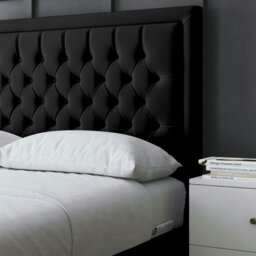 Rackhams Allegra Ottoman Bed with Upholstered Headboard - Black - Small Double / 4ft - thumbnail 3