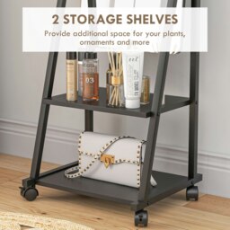 Rackhams Movable Full Length Mirror Adjustable Full Body Mirror with 2 Shelves - Black - thumbnail 4