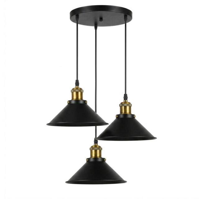 Rackhams Pendant Light 3 Lights Height Adjustable Vintage Ceiling Light Black - image 1