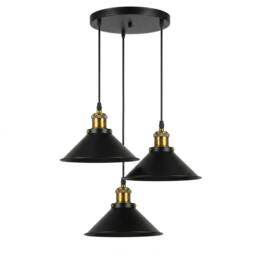 Rackhams Pendant Light 3 Lights Height Adjustable Vintage Ceiling Light Black - thumbnail 1