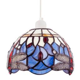 Rackhams Lavender Purple Toned Stained Glass Dragonfly Tiffany Pendant Shade - thumbnail 4