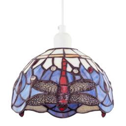 Rackhams Lavender Purple Toned Stained Glass Dragonfly Tiffany Pendant Shade - thumbnail 6