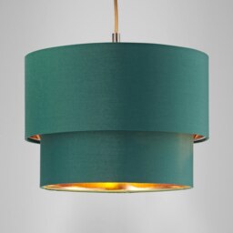 "Rackhams Modern 10"" Forest Green Cotton Double Tier Ceiling Shade with Shiny Copper Inner" - thumbnail 6