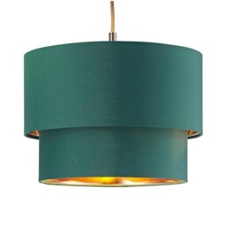 "Rackhams Modern 10"" Forest Green Cotton Double Tier Ceiling Shade with Shiny Copper Inner"