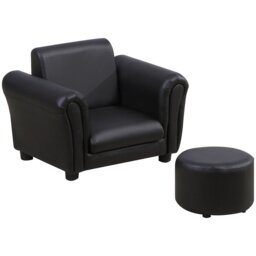 Rackhams Kids Sofa Chair Set Armchair Seating Seat Bedroom Playroom Stool Black - thumbnail 2