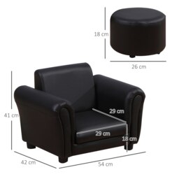 Rackhams Kids Sofa Chair Set Armchair Seating Seat Bedroom Playroom Stool Black - thumbnail 3