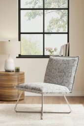 Rackhams Modern Linen Accent Chair with Metal Leg - White - thumbnail 3