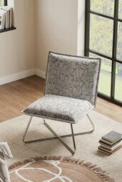 Rackhams Modern Linen Accent Chair with Metal Leg - White - thumbnail 2