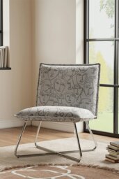 Rackhams Modern Linen Accent Chair with Metal Leg - White