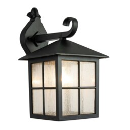 Rackhams Classic Matte Black Die-Cast Aluminium Metal Exterior Lantern Wall Light Fitting