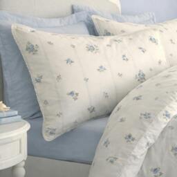 Rackhams Vintage Rosebud Lace 200 Thread Count Cotton Reversible Duvet Cover Set Blue - Single - Blue - thumbnail 3