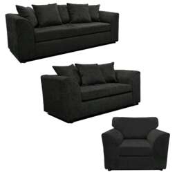 Rackhams Monaco Chenille Fabric 3 Piece Sofa Suite - Black - thumbnail 1