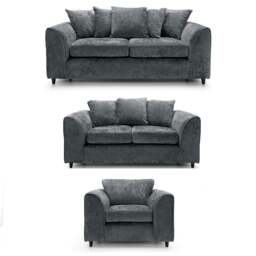 Rackhams Monaco Chenille Fabric 3 Piece Sofa Suite - Black - thumbnail 3