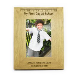 Rackhams Personalised Oak Finish 6x4 My First Day At School Photo Frame - thumbnail 2