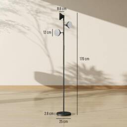 Rackhams RGB Floor Lamp with 3 Rotatable Head, Modern Standing Lamp, Black - Black - thumbnail 5